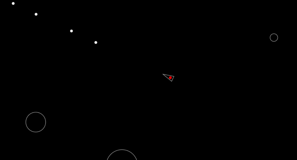 Screenshot of Asteroid game play